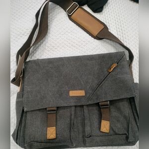Stylish Gray Canvas Messenger Bag